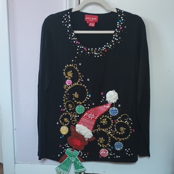 Jack B Quick Sweaters - Jack B. Quick Black Festive Sweater